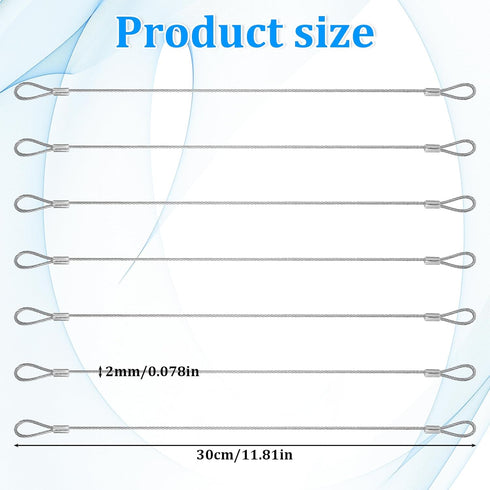 InnoHHustle 2mm 12 inch Luggage Lock Safety Cable, Wire Rope Lanyard Lock Security Chains for Outdoor Gates Stainless