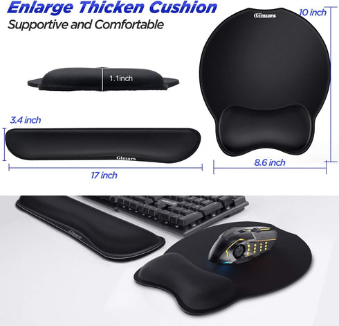 Gimars Upgrade Ergonomic Mouse Pad with Wrist Support, Superfine Fibre, Comfortable for Gaming & Office