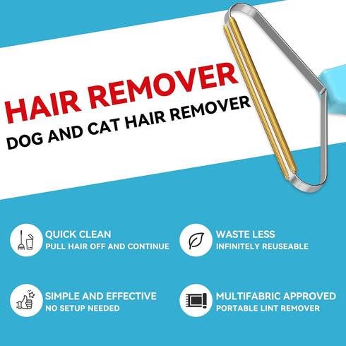 Carpet Rake and Lint Remover, Pet Hair Remover for Carpets, Couch, Furniture & Rug (Blue)