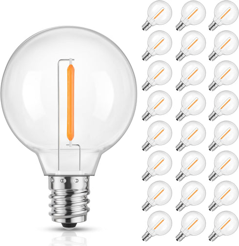 Mlambert G40 LED Replacement Light Bulbs for String Lights, Dimmable E12 Base Shatterproof Bulbs, 1W Equal to 5W, Amber