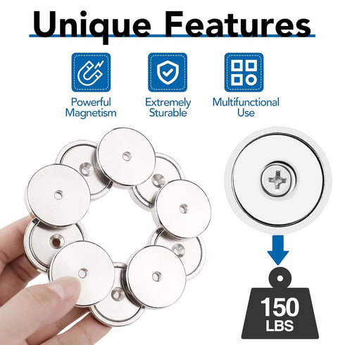 150lb+ 6 Pack) LOVIMAG Strong Magnets, Waterproof Strong Neodymium Cup Magnets with Screws for Wall Mounting,Rare Earth