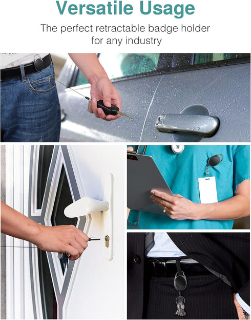 Puroma 3 Pack Clear ID Badge Holder with Waterproof Vertical Lanyard, Carabiner Badge Reel, Key Ring for Card Holder