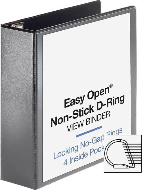Business Source 26962 Locking D-Ring View Binder, 3-Inch Capacity, 11-Inch x 8-1/2-Inch, Black