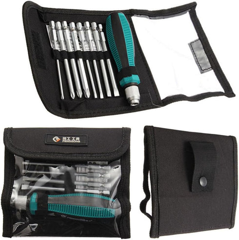 9pcs/set Precision Multi-Bit Screwdriver Set - Strong Magnetic 1/4" Hex Shank Slotted Phillips Head Kit with Rubber