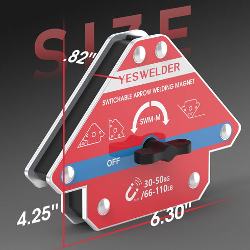 YESWELDER Switchable Arrow Welding Magnet 66-110LBs On/Off Switch Arrow Magnetic Welding Holder