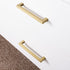 QOGRISUN 2-Pack Solid Brass Cabinet Pulls, Gold Square Drawer Handles for Kitchen Hardware
