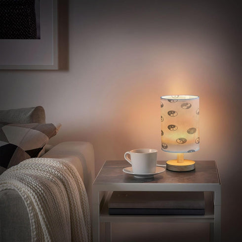 Glaphy Black and White Yin Yang Symbols Table Lamp Nightstand Lamp with USB Port Bedside Desk Lamps for Living Room