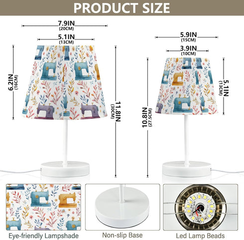 Krafig Colorful Sewing Machine Florals Table Lamp Nightstand Lamp with Linen Fabric Lamp Shade Night Light Bedside Desk