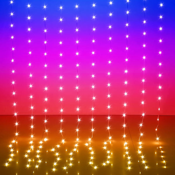 LED Curtain Lights, 9.8ft x 7.8ft 240 LED RGB Color Changing String