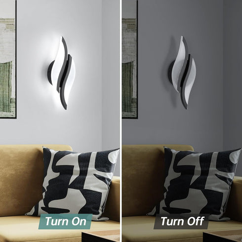 6000K 1 Pack, 6000K) CANEOE Modern LED Wall Sconce Black Indoor Wall Light Fixtures Acrylic Wall Sconce Lighting