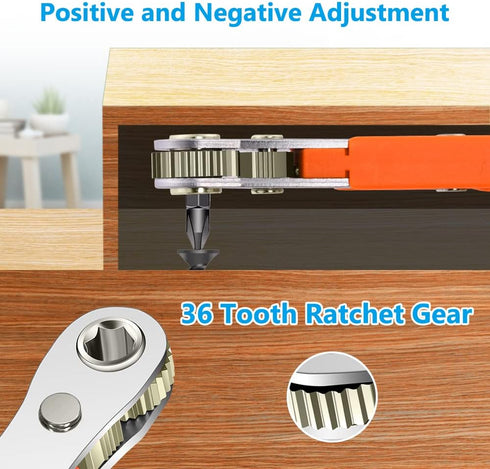 Mini Ratchet Wrench, Right Angle Phillips Magnetic Screwdriver for Tight Spaces, 1/4" Drive High Torque Offset