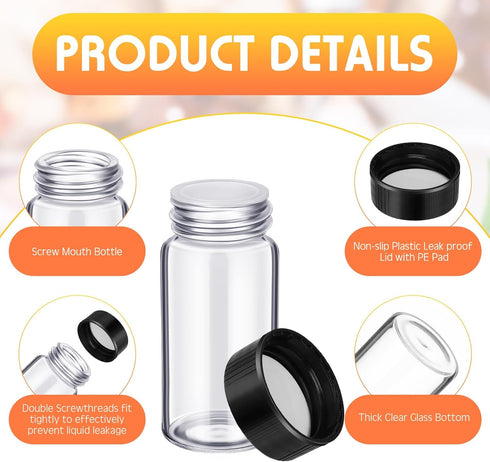 220 Pack 20 ml Clear Glass Vials, Small Empty Sample Bottles with Screw Cap and Plastic Mini Funnels