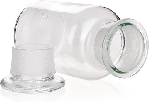 2 Packs 250ml Glass Reagent Bottle, Lab Wide Mouth Bottle with Glass Ground Stopper, Clear
