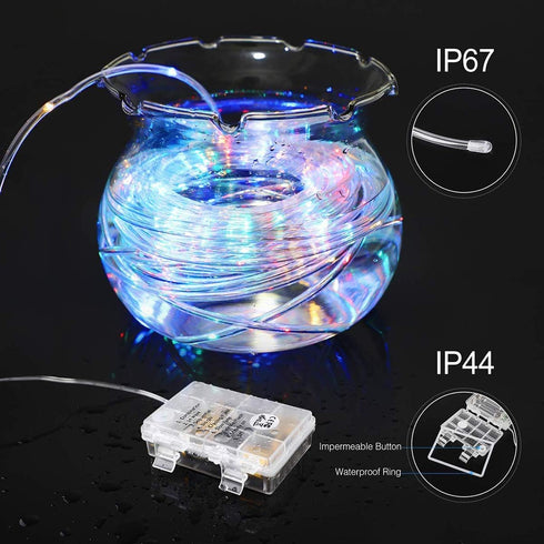 40Ft 120 8 Dimmable/Timer LED Rope Lights Battery Operated String Lights LEDs Modes Outdoor Waterproof Fairy Lights