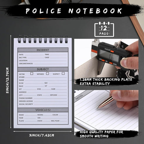 Teling 12 Pcs Public Safety Police Field Interview Notebook Report Notepad for Law Enforcement Officer Gifts Ticket Book Notebook Cop Interview Equipment Accessories, 70 Sheets/ 140 Pages by Teling