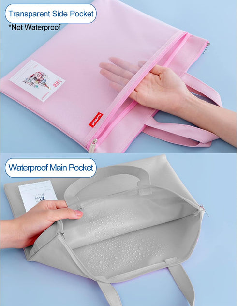 Pendancy Large Waterproof Mesh Zipper Pouch 11x13.7 in, Double Pocket File Bag with Handle for Document Storage