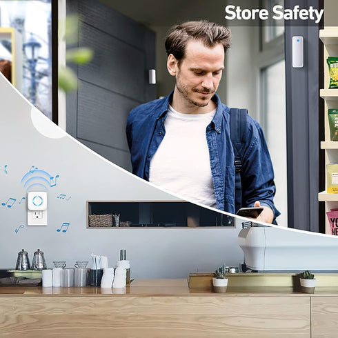 Satisure Wireless Door Chime: 600 FT Range, 58 Chimes, 5 Volume Levels, LED Indicators, Alarm for Home/Office Entry