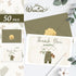 50 Pack Whaline Baby Shower Thank You Cards Boxed Vintage Green Cloth Note Cards with Envelopes Stickers Greeting Blank