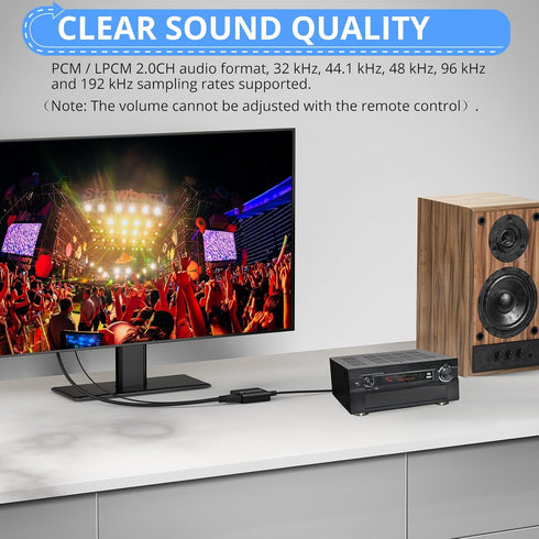 CAMWAY ARC Audio Extractor, 192 KHz Audio Adapter, ARC to Optical/Coaxial Audio Splitter for TV to Speaker