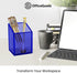 OfficeGoods Acrylic Pen & Pencil Holder, Modern Trapezoid Design Desk Organizer for Home or Office - Blue with Metal