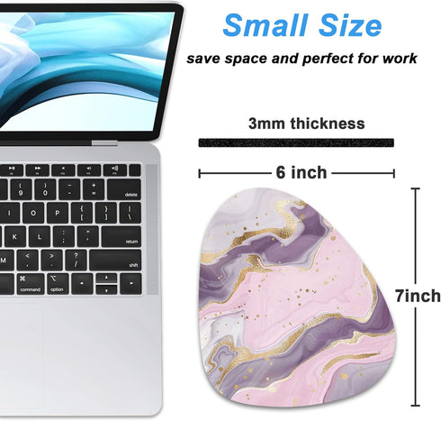 Rimilak Small Mouse Pad 6 x 7 Inch, Irregular Mini Mouse Pad with Non-Slip Rubber Base, Waterproof Compact Mouse Mat for Laptop Computer Wireless Mouse Keyboard Home Office Travel, Pink Gold Marble by Rimilak