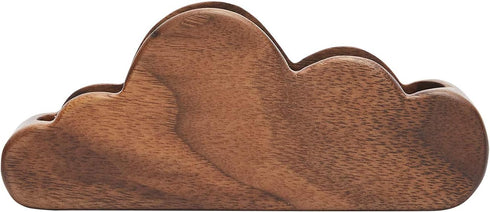 Pandapark Business Card Holder for Desk, Cloud Formation Wood Display Holder, 1PCS (Walnut Cloud)