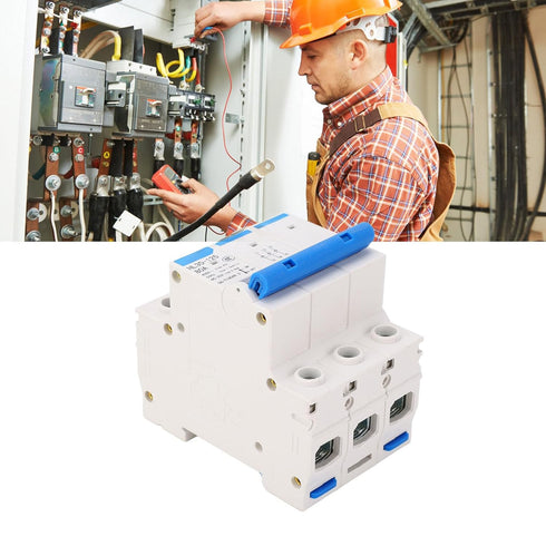 3 Pole 80A Miniature Circuit Breaker, Disconnecting Switch, DIN Rail Mount for Electrical Safety