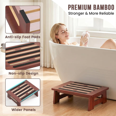 Woodever 450 LBS, One Step Stool for Adults Seniors Kids with Non-Slip Surface, Wood Stepping Stools for High Bed