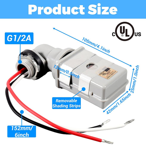 120VAC IP54 180 Photocell Sensor for Outdoor Lights, Dusk to Dawn Light Sensor, Waterproof Photoelectric Switch, Swivel