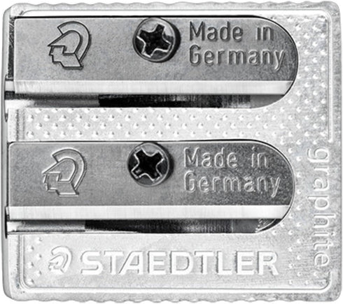 STAEDTLER Metal Double-Hole Pencil Sharpener, Precision 23° & 30° Angles for Pencils