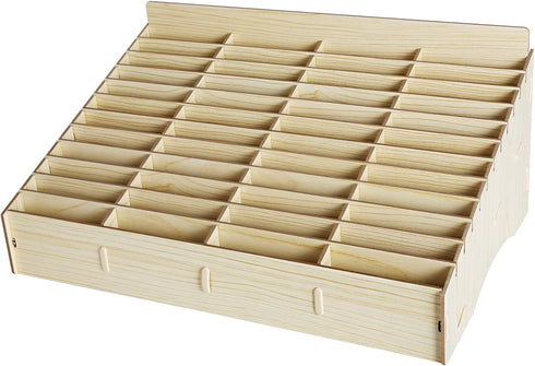 HengTianMei HTM 48 Grid Wooden Cell Phone Holder, Desktop Organizer Storage Box for Classroom Office