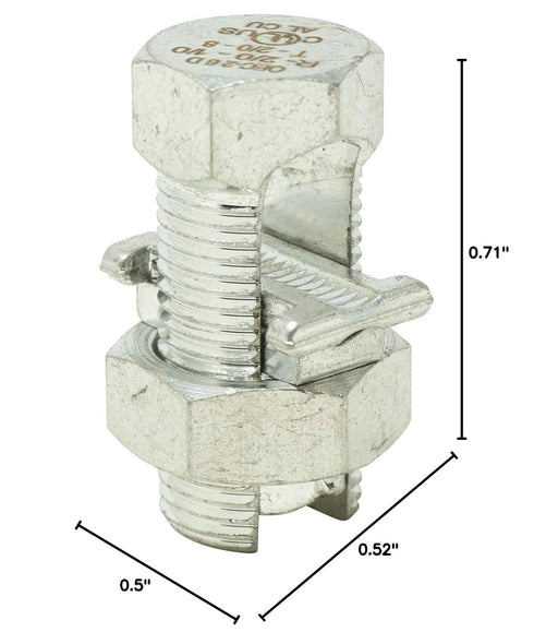 Southwire SB2/0-8CPD Split Bolt Connector; 1PK; 2/0 STR-1/0 STR; Dual-Rated for use with Copper & Aluminum Conductors; 1 Pack; Gray