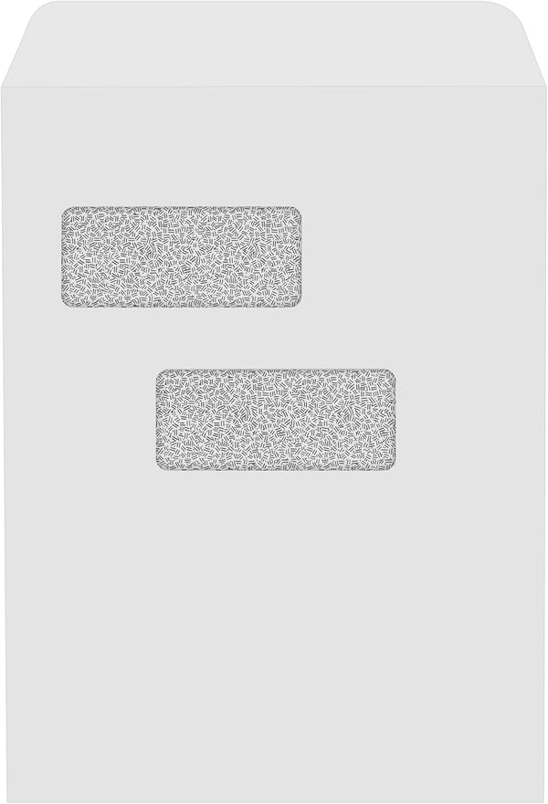 LUXPaper 9 x 12 Open End Double Window Envelopes - Security Tint, Peel & Press, 50 Qty
