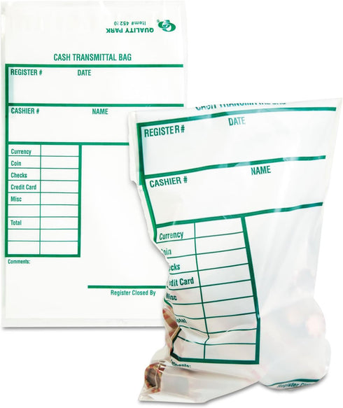 Quality Park Poly Cash Transmittal Bags, Self-Seal, Clear, 6 x 9, 100 per Pack (45220)