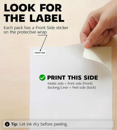 50 8.5 11, Premium Printable Vinyl Sticker Paper for Inkjet Printer and Laser - White Matte Sticker Paper Waterproof