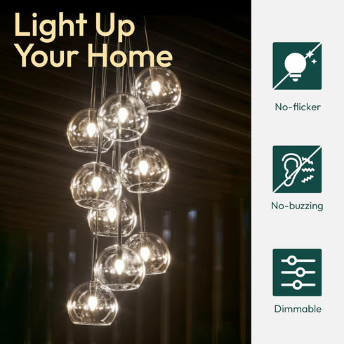 6 Pack Bulbs 100 800LM Dimmable Bulb, E12 5000K B11 5.5W, ALAMPEVER Chandelier Light Watt Equivalent, Bright LED Light