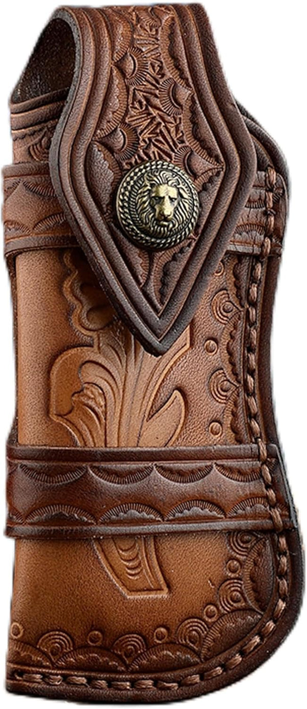 Omesio 5" Horizontal Pocket Knife Sheath for Belt, EDC Organizer Leather Sheaths