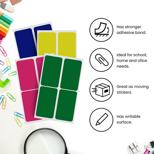 Royal Green Sticker Labels - Rectangular Name Labels for Kids Clothing and School Supplies, 3x2 inches, 60 Pack