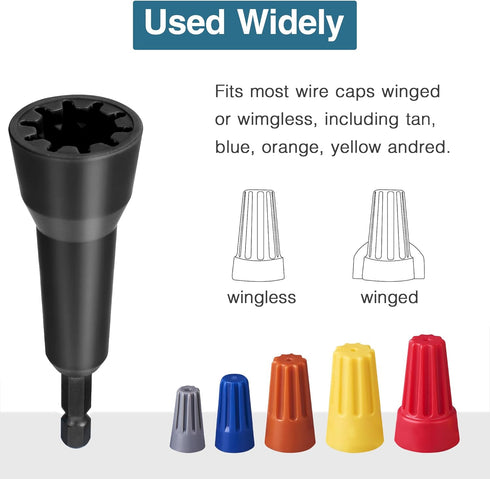 Wire Nut Twister Tool, Wire Twisting Tool for Drill, Wire Connector Driver with 1/4" Chuck, Black Wire Nut Twister