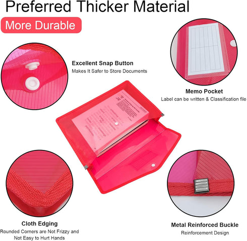CHEPULA B4 Plastic File Wallet Envelope, Expanding Document Organizer with Snap Closure & Label Pocket, Clear