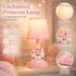 Ecliptix 14 Inch Bulb Kids Table Lamp, Adorable Castle Style Kids Desk Lamp, Pink Bedside Lamp Ideal for Girls Bedroom