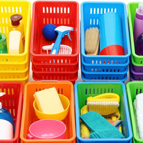 Odowalker 36 Pack 6.1" 4.5" 2.36" Mini Storage Baskets Bins, Colorful Crayon Pencil Container Storage Trays, Small