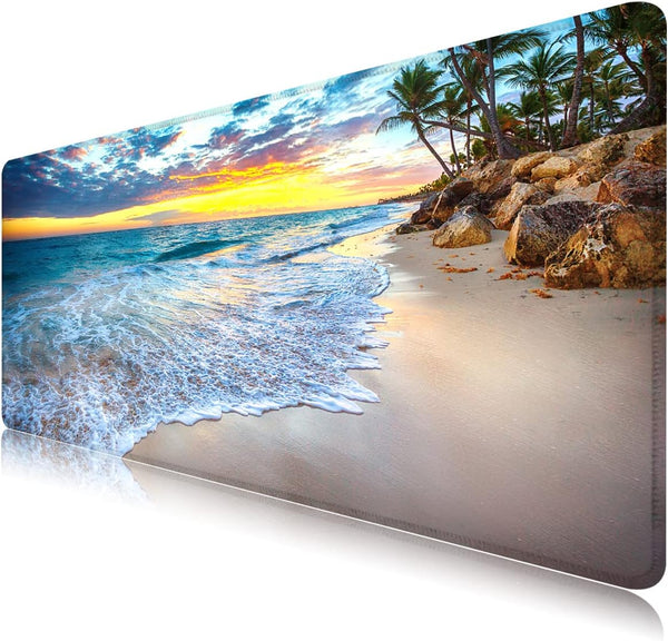 Gaming Mouse Pad Large Extended Keyboard Mouse Pad, Beach Ocean 35.5x15.8 inch XXL Mouse Pad for Work and Gaming