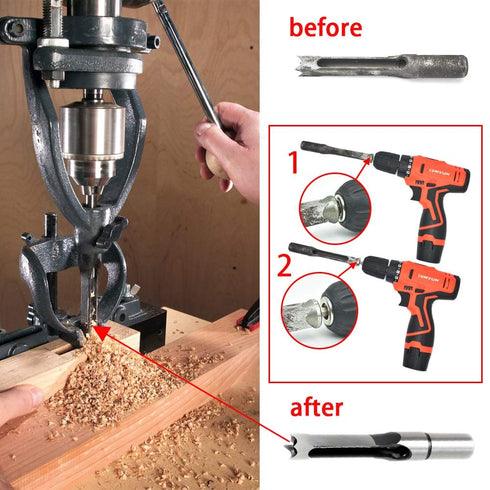 Woodworking Square Hole Drill Bit Sharpener - Mortise Chisel Bit Sharpening Tool, 1/2" Bit