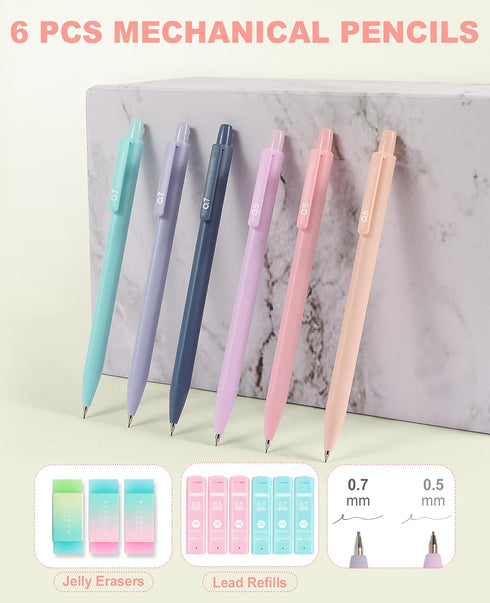 GUGUKUKU 56 Set 0.5-0.7mm, PCS Aesthetic School Supplies Cute Stationary with Pencil Case, Inspirational Ballpoint