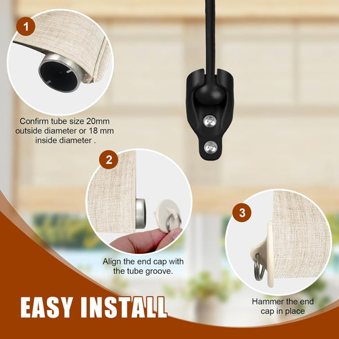 Seprochoo 3 Set, Sun visor parts Bungee kit and end cover, weather resistance, for Coolaroo external roller shutter