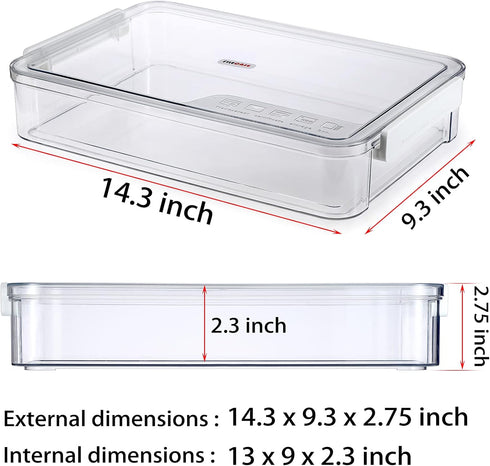 BTSKY 2 Pack Clear Plastic Stackable Storage Box, Portable Document Holder for 8.5 x 13 Letter A4 Files