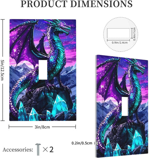 HTSAHKV 3 5 Inch Purple Dragon Wall Plate Light Switch Cover Single Gang Outlet Faceplate Print Plate Cover X