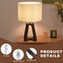 Booniture Dimmable Bamboo Table Lamp, Farmhouse Bedside Lamp with Linen Shade, Mid Century Modern Nightstand Light