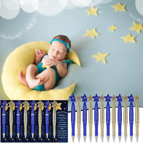 Twinkle Twinkle Little Star Baby Shower Pen Favors, Includes Ballpoint Pens and Thank You Cards for Gender Reveal Party